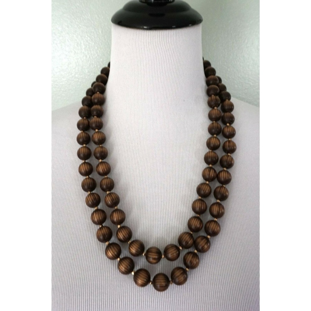 Vintage Brown Bronze Beaded Formal Party Necklace